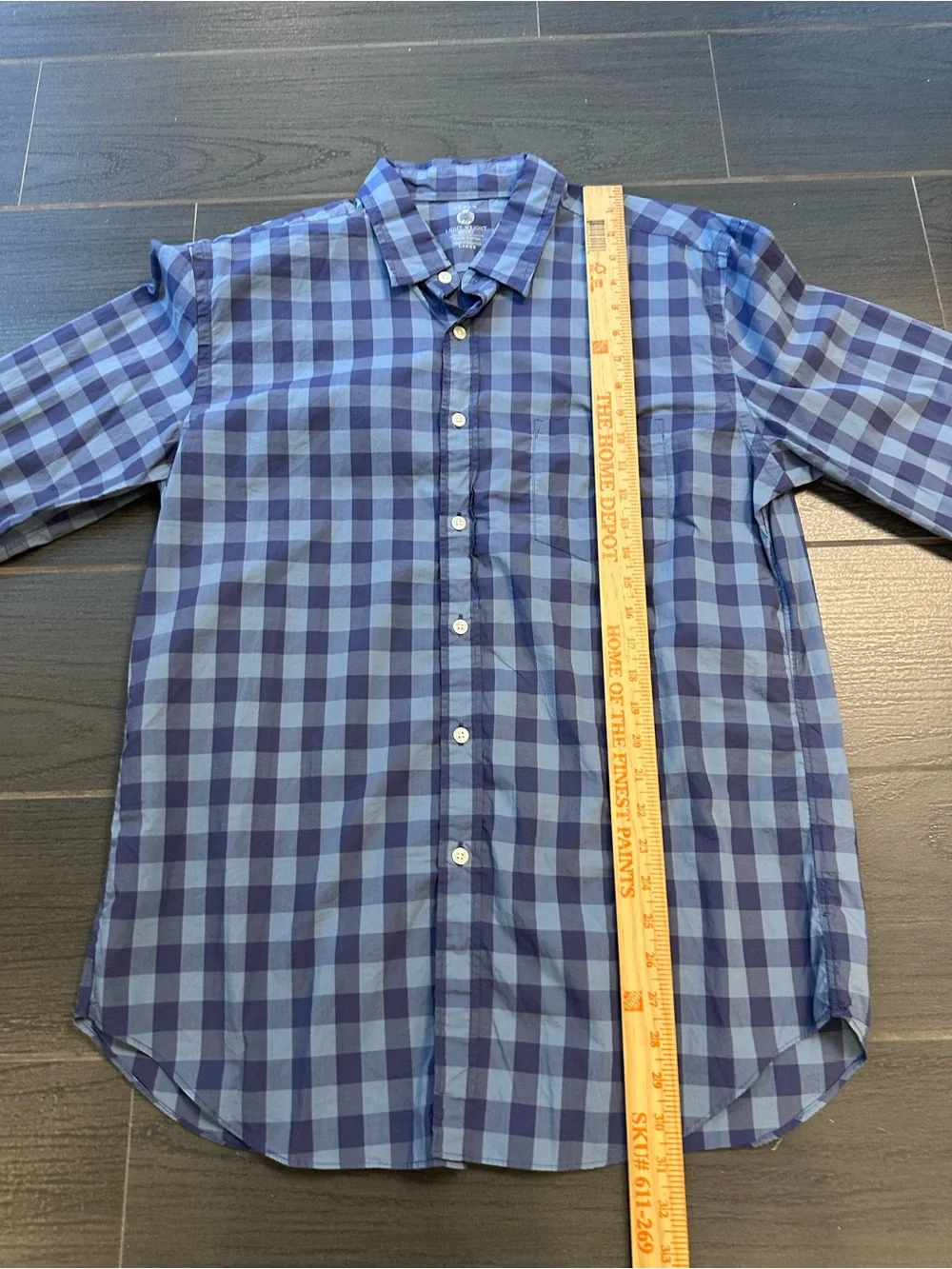 J. Crew Men’s Powder Blue and Navy Gingham Check Button-Down Shirt